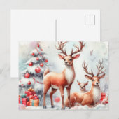 Cartes Pour Fêtes Annuelles Reinder de Noël (Devant / Derrière)