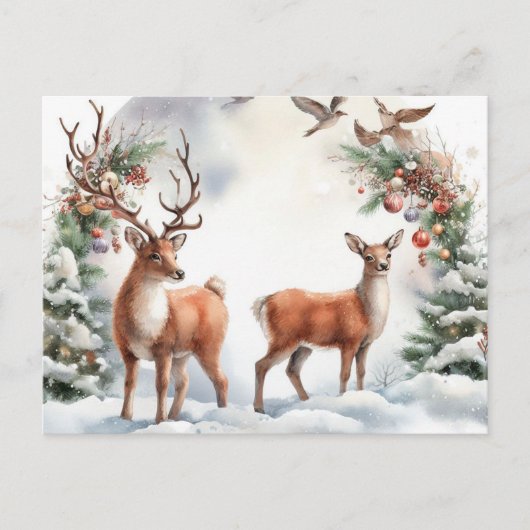 Cartes Pour Fêtes Annuelles Reinder de Noël (Devant)