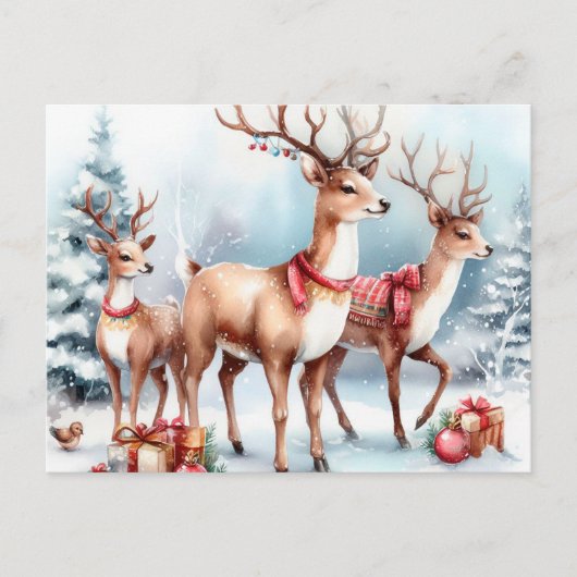 Cartes Pour Fêtes Annuelles Reinder de Noël (Devant)