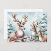 Cartes Pour Fêtes Annuelles Reinder de Noël (Devant / Derrière)