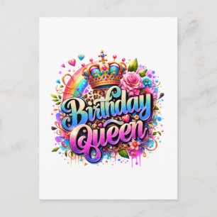 Cartes Pour Fêtes Annuelles Reine d'anniversaire arc-en-ciel floral