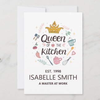 Cartes Pour Fêtes Annuelles Reine de la cuisine conception de nom personnalisé