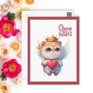 Cartes Pour Fêtes Annuelles Reine des Coeurs Chibi Angel Chat Valentine