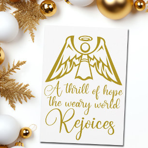 Cartes Pour Fêtes Annuelles Rejoice Angel Elegant Or Noël religieux