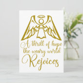 Cartes Pour Fêtes Annuelles Rejoice Angel Elegant Or Noël religieux (Debout devant)
