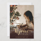 Cartes Pour Fêtes Annuelles Rejoice Brown Rustic Noël religieux (Devant)