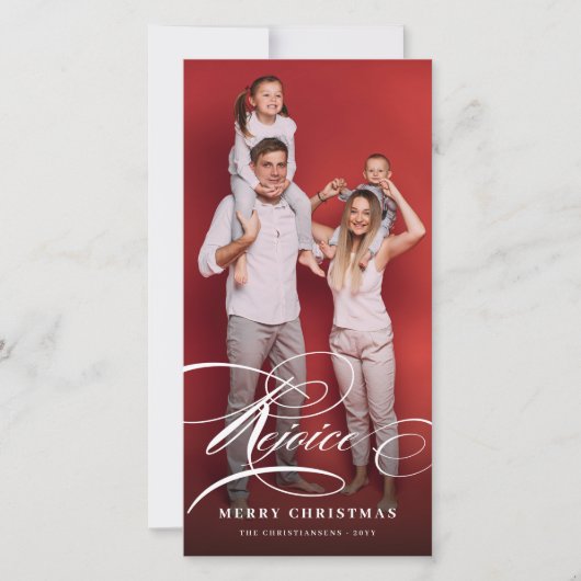 Cartes Pour Fêtes Annuelles Rejoice Classic Script Photo de Noël Religieux (Devant)