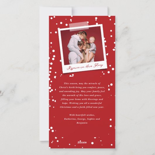 Cartes Pour Fêtes Annuelles Rejoice Classic Script Photo de Noël Religieux (Dos)