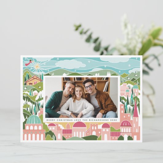 Cartes Pour Fêtes Annuelles Réjouissez-vous à Bethléem Photo de Noël religieus (Debout devant)