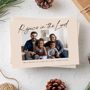 Cartes Pour Fêtes Annuelles Réjouissez-vous dans le Seigneur Noël manuscrit