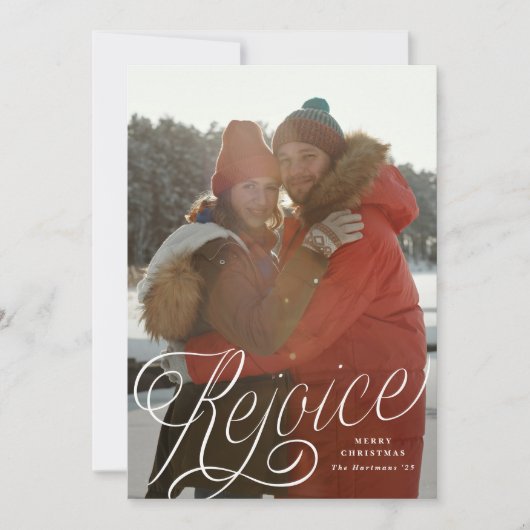 Cartes Pour Fêtes Annuelles Réjouissez-vous d'une superposition de script élég (Devant)