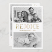 Cartes Pour Fêtes Annuelles Réjouissez-vous en or | Noël multi-photo (Devant / Derrière)