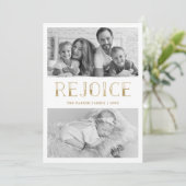 Cartes Pour Fêtes Annuelles Réjouissez-vous en or | Noël multi-photo (Debout devant)