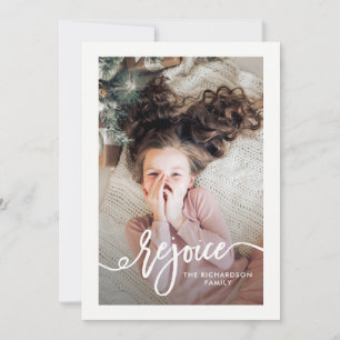 Cartes Pour Fêtes Annuelles Réjouissez-vous   Script de Noël avec photo
