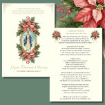 Cartes Pour Fêtes Annuelles Religieuse Mère Mary Poinsettia Prière catholique<br><div class="desc">Apportez la grâce et la tranquillité de la saison de Noël à vos proches avec cette carte à plat magnifiquement conçue avec une image classique de Notre-Dame de Grâce. Le devant de la carte comporte un message touchant : "Comme Marie a reçu la grâce de Dieu, que nous recevions aussi...</div>