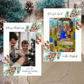 Cartes Pour Fêtes Annuelles Religieux chrétien Noël Vert Élégant Photo