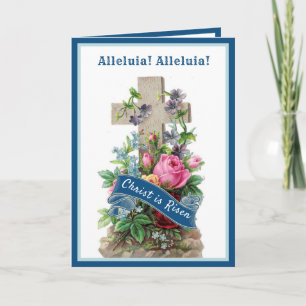 Cartes Pour Fêtes Annuelles Religieux Croix Florale de Pâques Vintage Bénédict