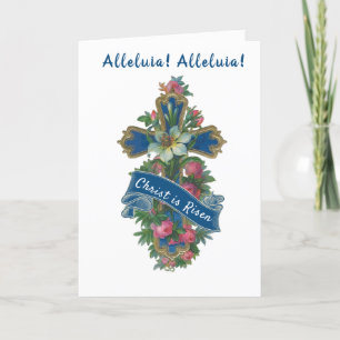 Cartes Pour Fêtes Annuelles Religieux Vintage de Pâques Floral Bénédiction