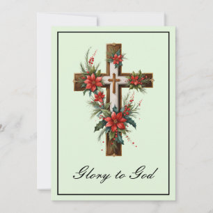 Cartes Pour Fêtes Annuelles Religion simple Croix chrétienne Noël Jésus
