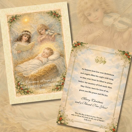 Cartes Pour Fêtes Annuelles Religious Baby Jesus Angels Scripture 