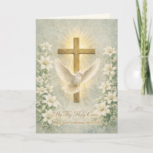 Cartes Pour Fêtes Annuelles Religious Easter Scripture Lilies Cross (Devant)
