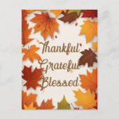 Cartes Pour Fêtes Annuelles Remerciant Reconnaissant Bénis Feuille D'automne A (Devant)