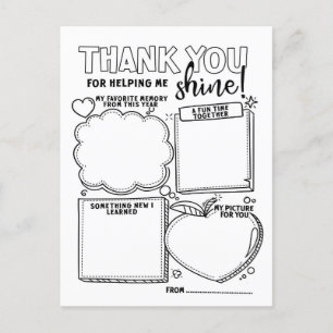 Cartes Pour Fêtes Annuelles remerciement appréciation professeur coloriage