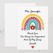 Cartes Pour Fêtes Annuelles Remerciement aux enseignants avec message de remer (Devant / Derrière)