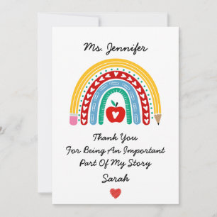 Cartes Pour Fêtes Annuelles Remerciement aux Enseignants avec Message de Remer