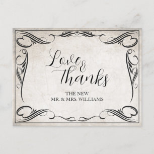 Cartes Pour Fêtes Annuelles Remerciement de mariage Art Déco noir vintage