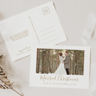 Cartes Pour Fêtes Annuelles Remerciement minimal or mariage Noël jeune marié