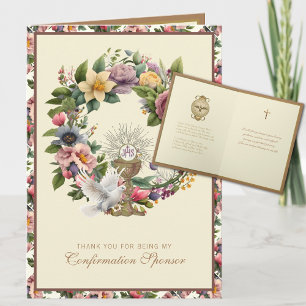 Cartes Pour Fêtes Annuelles Remerciement Parrain de Confirmation Religieux  