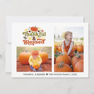 Cartes Pour Fêtes Annuelles Remerciements et bienheureux Thanksgiving Deux pho