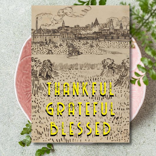 Cartes Pour Fêtes Annuelles Remerciements Heureux Béni La Récolte van Gogh