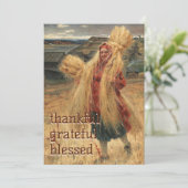 Cartes Pour Fêtes Annuelles Remerciements Heureux bénis après la récolte de fo (Debout devant)