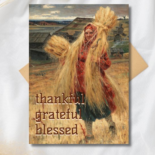 Cartes Pour Fêtes Annuelles Remerciements Heureux bénis après la récolte de fo