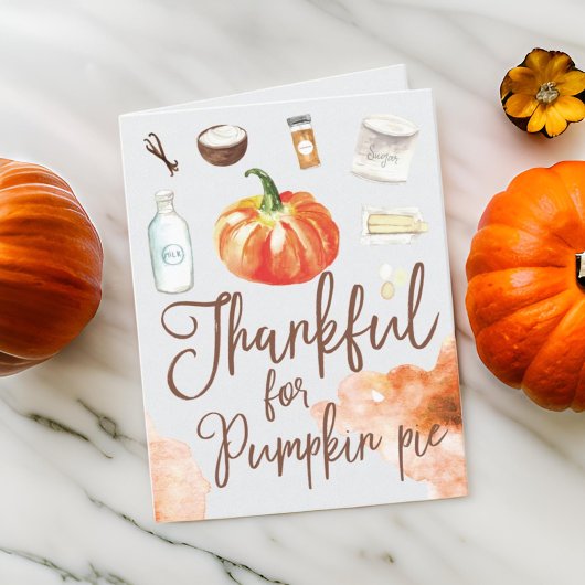 Cartes Pour Fêtes Annuelles Remerciements pour Citrouille Pie Aquarelle modern