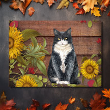 Remercier Chat et Fleurs de soleil sur l'automne d