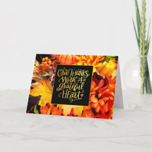 Cartes Pour Fêtes Annuelles Remerciez avec un coeur gracieux Thanksgiving