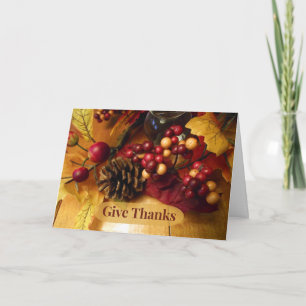 Cartes Pour Fêtes Annuelles Remerciez Thanksgiving Fall Berries et Pinecone