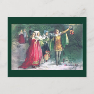 Cartes Pour Fêtes Annuelles Renaissance Revelers on Stroll Noël vintage