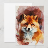 Cartes Pour Fêtes Annuelles renard aquarelle (Devant / Derrière)