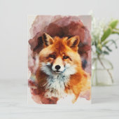 Cartes Pour Fêtes Annuelles renard aquarelle (Debout devant)
