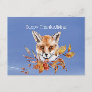 Cartes Pour Fêtes Annuelles Renard bleu rustique, feuillage d'automne, Action