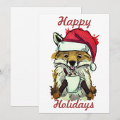 Cartes Pour Fêtes Annuelles Renard de Noël (Devant / Derrière)