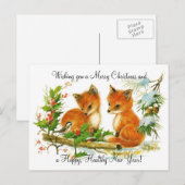 Cartes Pour Fêtes Annuelles Renard de Noël (Devant / Derrière)