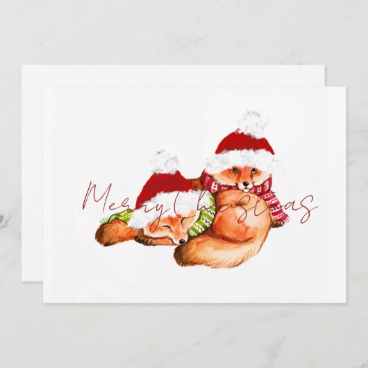 Cartes Pour Fêtes Annuelles Renard de Noël joyeux congé renard (Devant / Derrière)