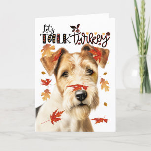 Cartes Pour Fêtes Annuelles Renard de Thanksgiving Terrier Chien Parlons dinde