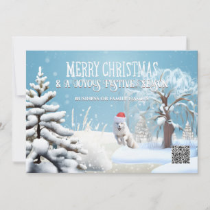 Cartes Pour Fêtes Annuelles Renard des neiges portant chapeau santa forêt hive