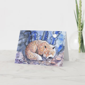 Cartes Pour Fêtes Annuelles Renard d'hiver endormi